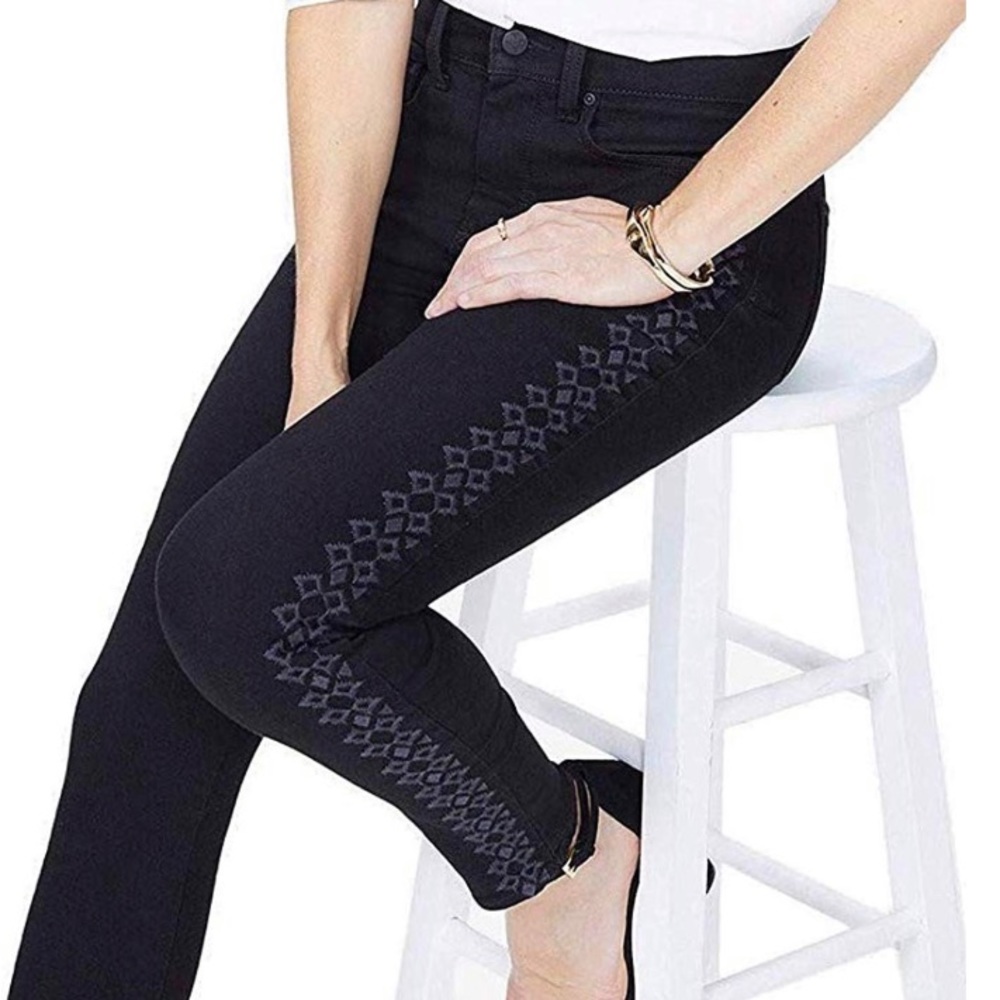NYDJ AMI skinny black legging with side embroidery - Picture 2 of 8